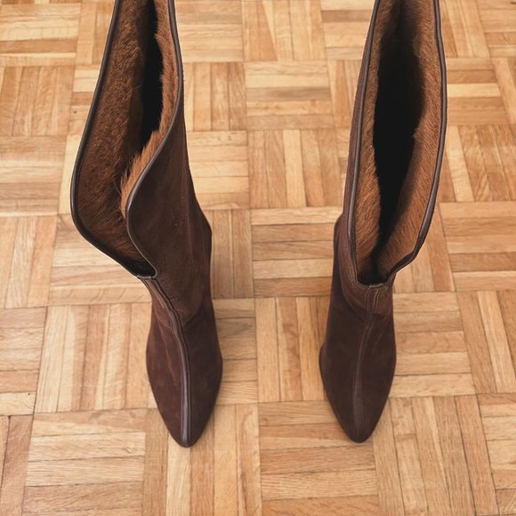 Vintage Suede Boots, Size 7, Brown - Picture 2 of 5